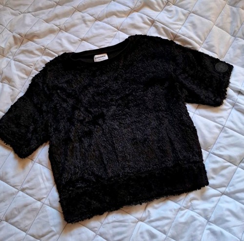 Shirt kurz flauschig schwarz - kurz,